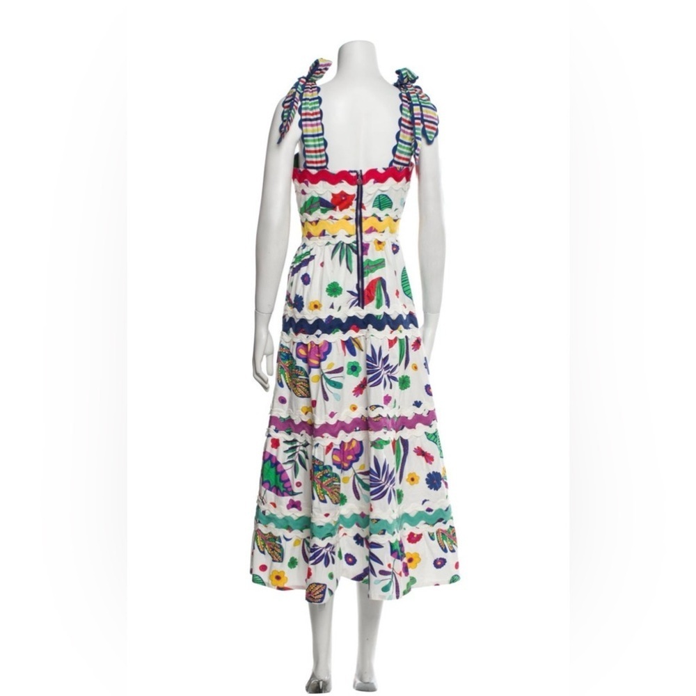 Celia B Floral Midi Dress Multicolor Embroidered A-Line Ruffle Small - Picture 5 of 9